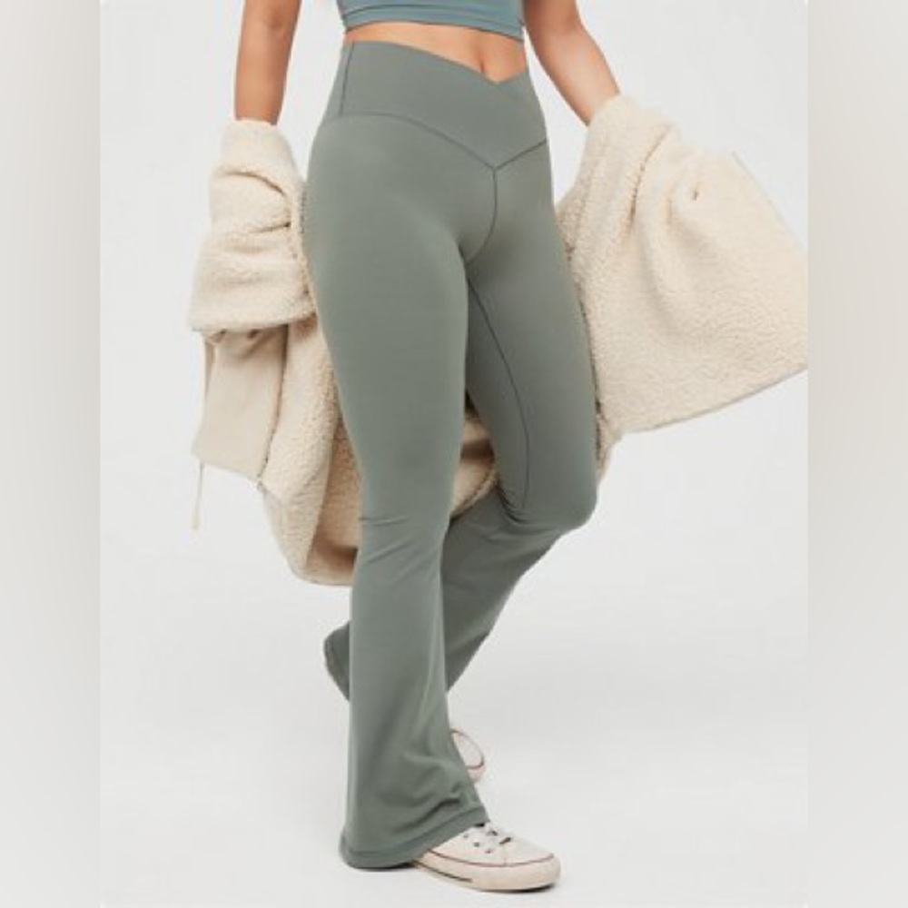 Aerie High Waisted Crossover Flare Leggings